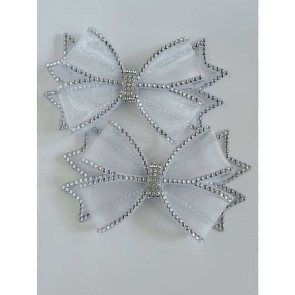 ✨ 2pcs White Bowknot Rhinestone Shoe Jewelry Clips Decor Accessories NEW - Picture 13 of 15